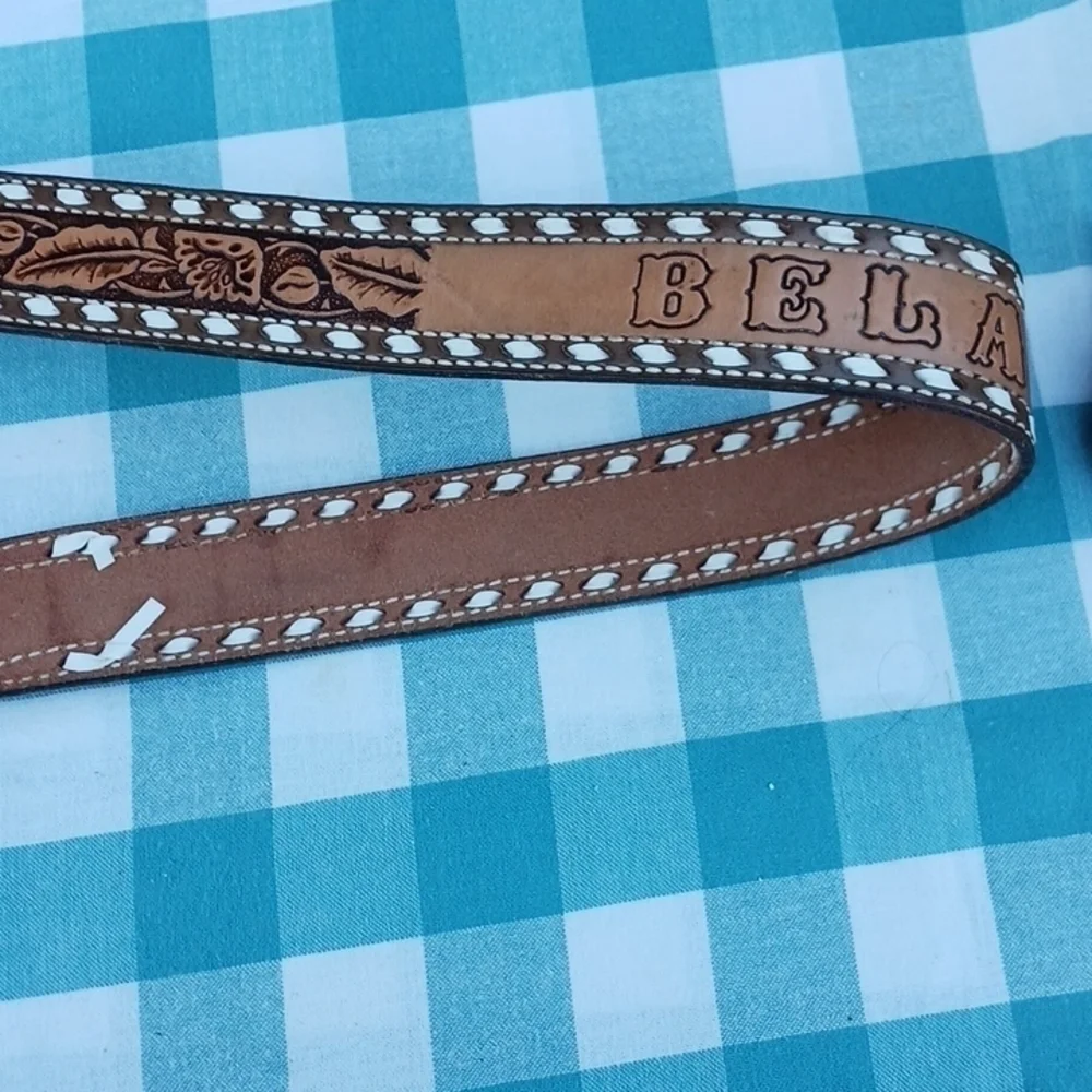 DunDee Cowhide Tooled Leather Belt